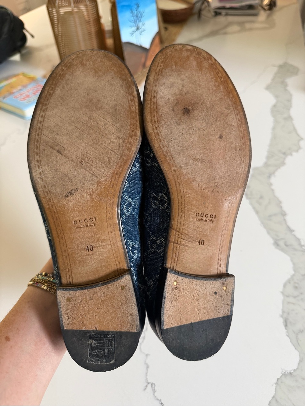 Gucci 1953 Horsebit GG Denim Loafers Navy Blue Leather EU 40 US 10, EUC, box inc - Picture 8 of 10